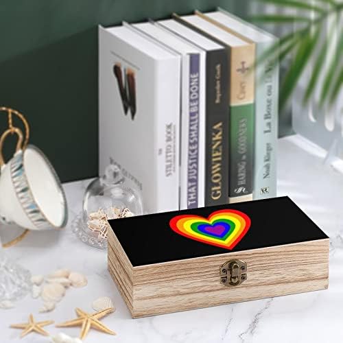 ЛГБТ Преливащи Сърцето Дървена Кутия За Съхранение на Настолен Малък Декоративен Органайзер Кутии За Бижута