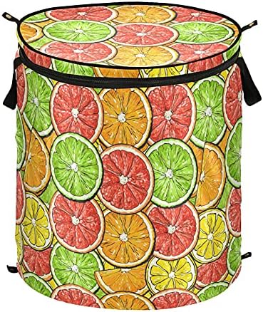 Сгъваема кошница за дрехи ALAZA обем 50 л, Прибиращ се контейнер за съхранение на Цветни резена лимон и грейпфрут/Органайзер