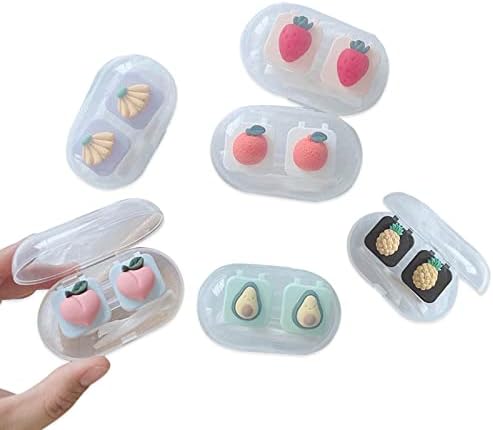 YEZHENGGUO 6 бр. калъф за контактни лещи с плодове, Комплект за гмуркане на Контактни лещи, Подходящи за работа на открито мини-Калъф за контактни лещи с винт на капака (6 б