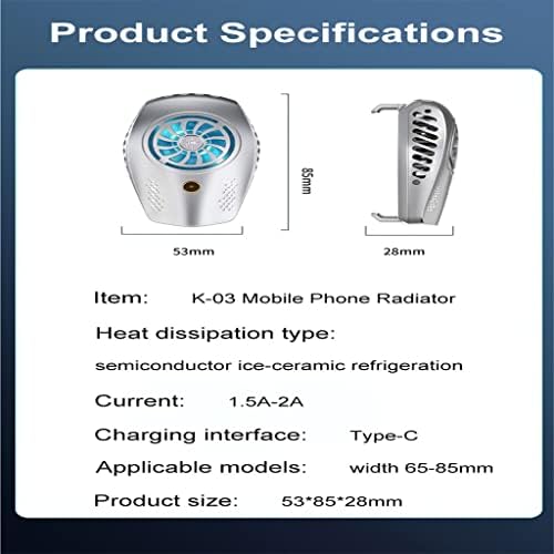 ALSMD Преносим Радиатор мобилен телефон Вентилатор за охлаждане на телефона Задна Скоба за радиатора игра на