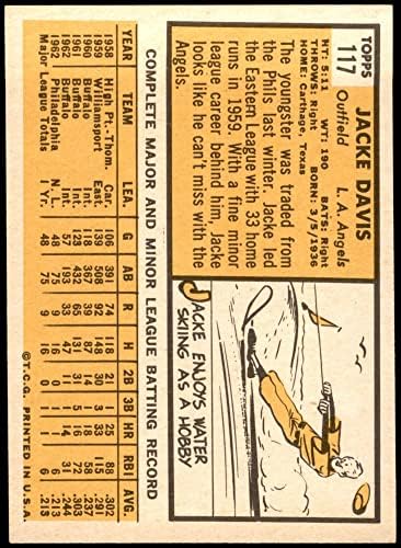 1963 Topps # 117 Джак Дейвис Лос Анджелис Энджелз (Бейзболна картичка) Ню Йорк/MT Angels