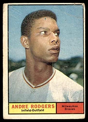 1961 Topps # 183 ГРЕШКА Андре Роджърс Милуоки Брейвз (Бейзболна картичка) (Две сини линии върху лявото рамо), ДОБРИ Брейвз