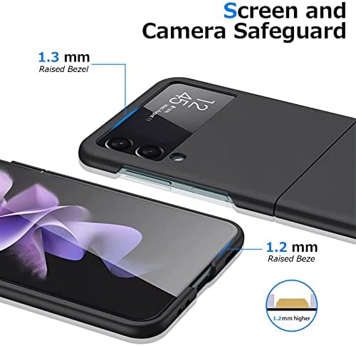 Калъф RLUYIDIKS за Samsung Galaxy Z Flip 3, Тънък твърд матово калъф за мобилен телефон, Съвместим с безжична зареждане 6,7-инчов Лек Тънък Защитен калъф за Samsung Galaxy Z Flip 3 5G, черно RUS02-