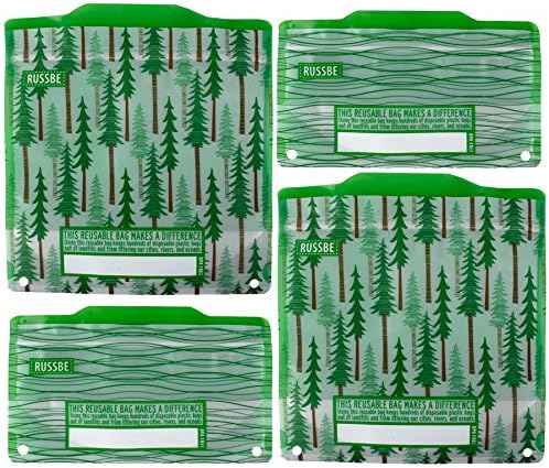 Пакети за закуски и сандвичи Russbe Forest Еднократна употреба (комплект от 4 броя), Зелени