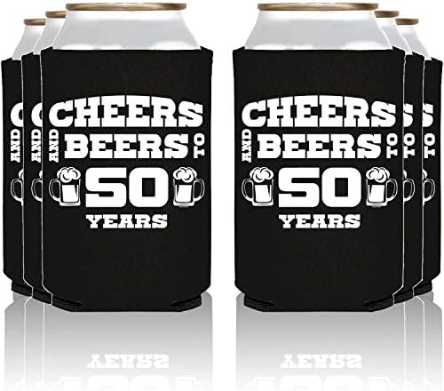 Охладители NeeNoNex Наздраве Beers And To 50 Years В изолирани банки Coolie Coolers (24, Blk, 50 години)