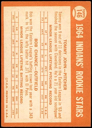 1964 Topps 146 Начинаещи Индианс Томи Джон/Боб Ченс Кливланд Индианс (Бейзболна картичка) VG+ Индианс