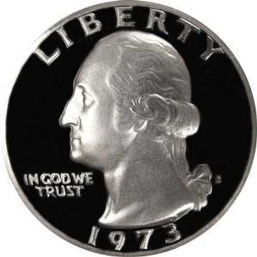 Монета на САЩ в една четвърт от Вашингтон 1973 година с Скъпоценния камък