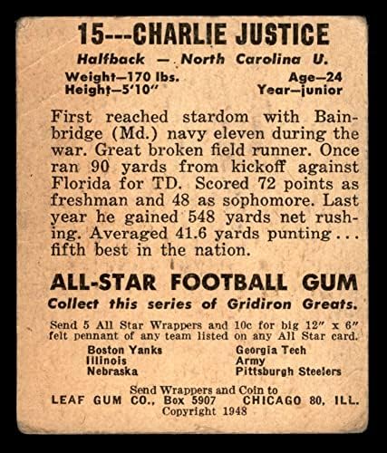 1948 Лист № 15 Чарли Джастис (Футболна карта) ДОБЪР