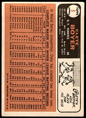 1966 Topps 9 Клит Бойер Ню Йорк Янкис (бейзболна картичка) ДОБРИ Янкис