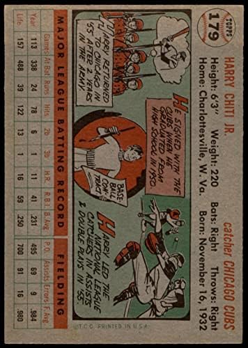 1956 Topps 179 ГРАЙ Хари Чити Чикаго Къбс (Бейзболна картичка) (Сиво въртене) EX Къбс