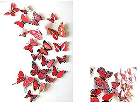 FirstDecor 24 БР. Подвижни САМ Обикновена 3D Стикери с Пеперуди На Стени, Стикери Магнит за Хладилник, Стенописи,