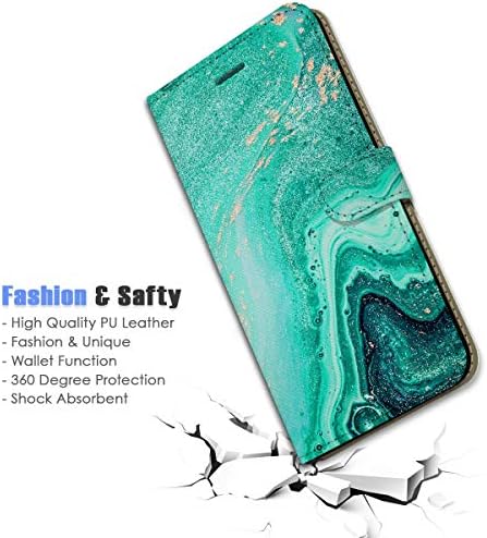 за iPhone XR, Дизайнерски Калъф-портфейл с панти капак за телефон, A22006 Emerald Мрамор Crystal 22006