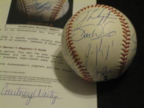 2003 Екипът на Метс (20) С автограф от Oml Baseball Пиаца, Glavine, Рейес + Jsa - Бейзболни топки с автографи