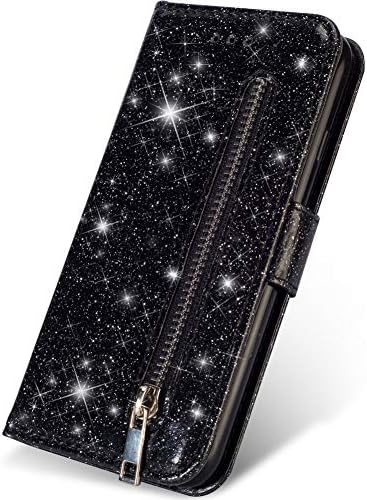 Калъф за носене в чантата си KUDEX Galaxy S10 Plus за жени, Лъскава Кожа с Магнитен чантата с панти капак, Сгъваема Поставка, с цип Джоб, Чанта-портфейл с държач за карти и каиш