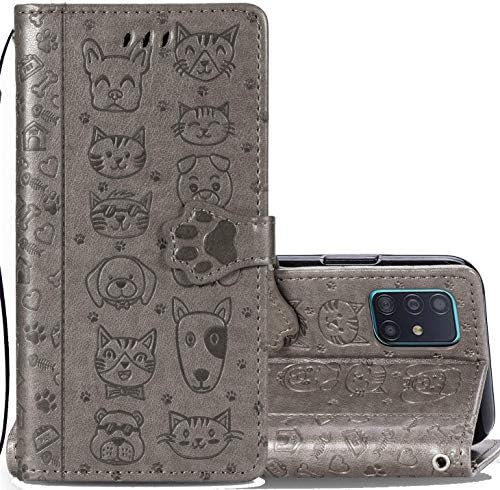 ZYZX Samsung Galaxy A71 5G Чанта-портфейл с шарени момичета карикатура, калъф-за награда в стила на котки-кучета, калъф-книжка с отделения за кредитни карти и стойка, устойчив н
