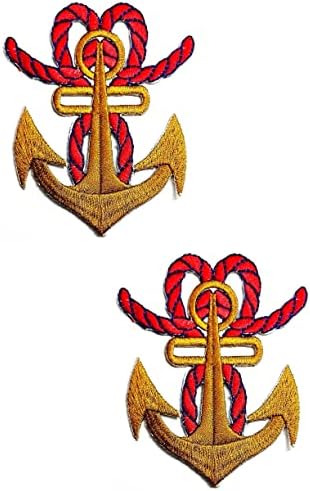Салфетки Плюс 2 елемента. Котва Морски Моряк Военно-Морска Лодка Карикатура на Бродирани Iron Пришивной Икона