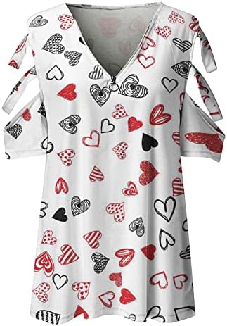 Дамски Ежедневни Тениска Y2k с Флорални принтом в Ретро стил, с цип, V-Образно Деколте, Къс Ръкав, Открита Тениска с открити рамене за Момичета