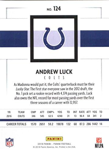 2018 Панини Футбол NFL #124 Андрю Лак Официалната търговска картичка Indianapolis Colts