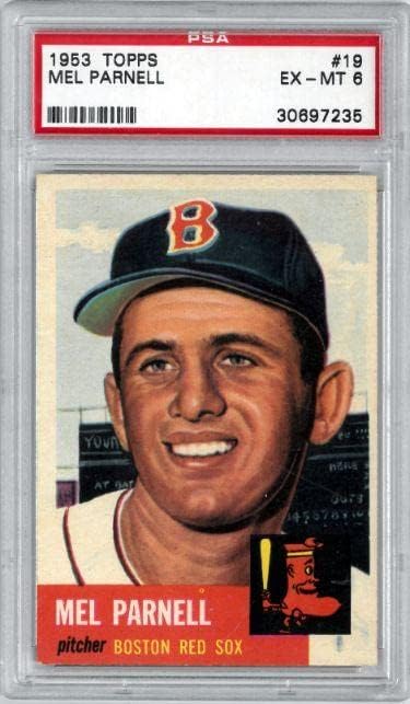 Бейзболна картичка Мэла Парнелла 1953 Topps #19 Рейтинг PSA 6 ЕКС-MT (Бостън Ред Сокс) - Бейзболни картички за начинаещи