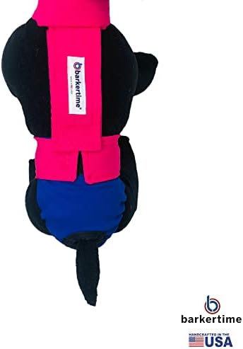 Гащеризон Barkertime Ярко-розово в синьо, Водоустойчив Премиум-клас, за кучета, XS, с отвор за опашката - Произведено