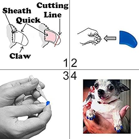 Pretty Claws Доставя меки шапки за нокти на 6 месеца с лепило за кучешки нокти - дъвченето на дъвка розово голяма