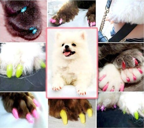 Капачки за нокти с меки нокти за домашни кучета, размер L, зелен блестящ цвят (40шт капачки за нокти, 2 туби