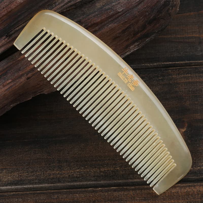 Роговая гребен, изработени от естествени чисти дълга коса с широки зъби, четка за коса за къдрава коса, масажна