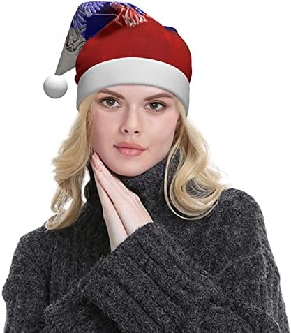 Ретро Емблемата на флага на Русия, забавна плюшен шапка на Дядо Коледа за възрастни, Коледна шапка за жени и