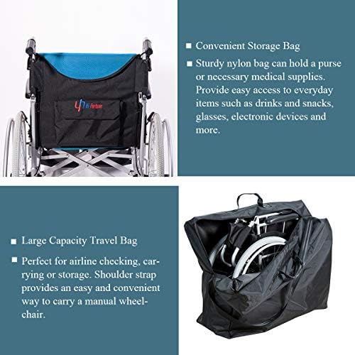Лесно сгъваема инвалидна количка Hi-Fortune Magnesium с Тегло от 21 паунда, самоходно стол с пътна чанта и възглавница,
