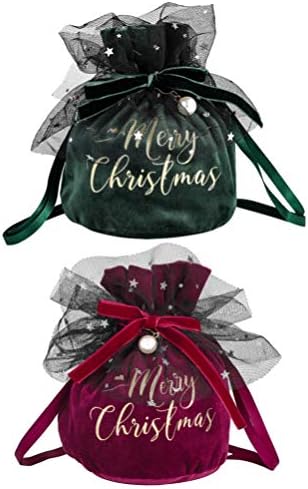 Cabilock 2 бр. Пакет Ретро Плюшени Коледни Чанти на съвсем малък с Перли Чанта за Предложения Кутия шоколадови