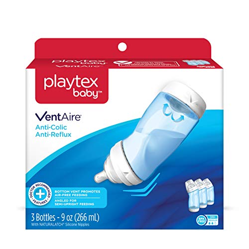 Бутилка Playtex Baby VentAire за момчета, Помага за Предотвратяване на колики и рефлукс, Сини бутилки по 9 грама,