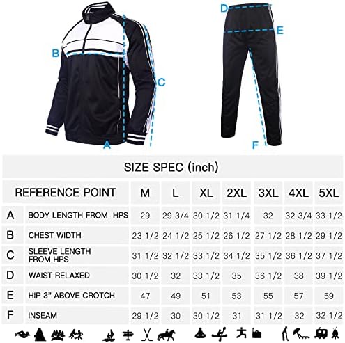 Xmgelp Мъжки Спортни костюми за отдих с дълъг ръкав с цип, спортни костюми за бягане, 2 бр.