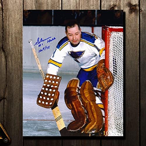 Глен Хол Сейнт Луис Блус КОПИТО С автограф 8x10 - Снимки на НХЛ С автограф