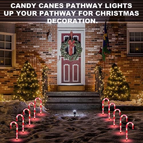 Коледни светлини от Леденцовых Бастуни, 12-инчов Комплект от 5 Леденцовых Бастуни, Коледни светлини за пешеходна пътека на открито-TIGOMOOV Коледна Украса от Леденцовых