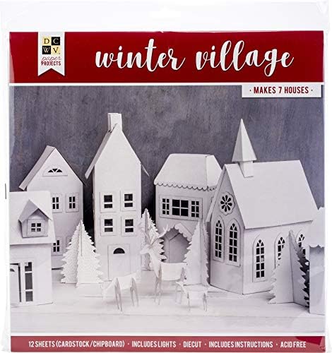 DCWVE Залъгва с участието на Коледните проекта от хартия-12 x 12-Зимна село-6 къщи-Светлинна венец 614731, Многоцветен