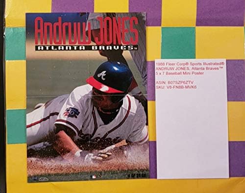 1988 Fleer Corp® Sports Illustrated® АНДРУ ДЖОУНС, мини-плакат на Атланта Брейвз ™ с размер 5 х 7 бейзболни топки