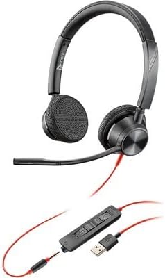 Plantronics - Жичен стерео слушалки Blackwire 3325 с микрофон Boom (Поли) - се Свързва към PC / Mac чрез USB-A