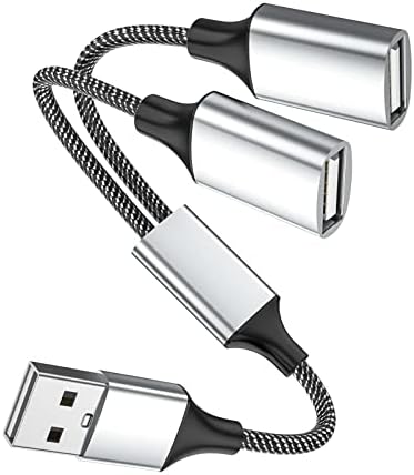Удлинительный Кабел Fidioto 4USB, Конектор USB удължител от 1 мъже до 4 жени, Двойна хъб с два USB порт, Разделени захранващ Адаптер за пренос на данни и зарядно устройство