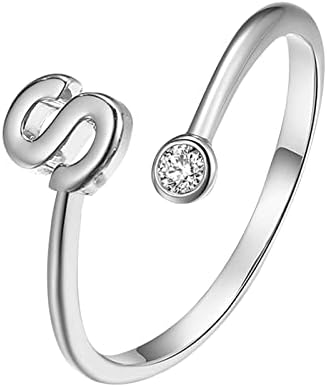 2023 Нови Модни Позлатени Сребърни Откриване на Букви с диамантен пръстен с Регулируема Халка Дамски Бижута