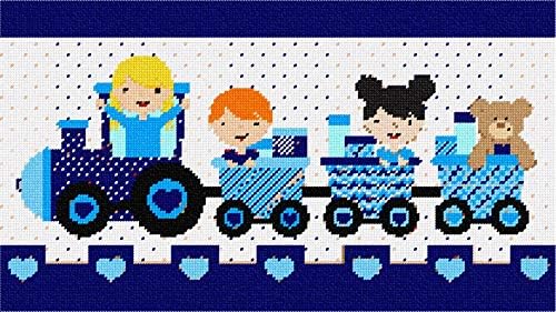 комплект за бродиране pepita: Детски Сърдечен влак Синьо, 16 x 9