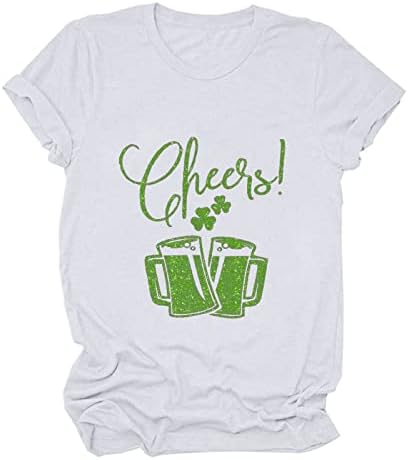 Тениска за жени Наздраве Beer Drinking, Летни Ежедневни Потник, Блуза с Къс ръкав в Деня на Св. Патрик, Тениска,