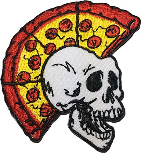 Пица Череп (пънк) размерът на 7x8 виж Байкерский хеви-метъл, Ужас, Готик Пънк, Емо-Рок, направи си САМ Лого,