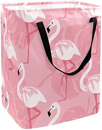 Сгъваема Кошница за дрехи с Тропически Розов Модел Фламинго, 60Л Водоустойчив Кошници за Бельо, Кошница за Дрехи,