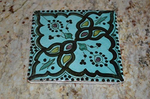 Съкровищата на Мароко Марокански Рисувани ръчно 4-инчов Декоративни Керамични плочки Flora