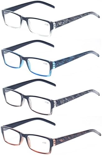 Очила за четене Kerecsen, 4 на Двойки, Модни Очила за четене с Пружинным тръба на шарнирна Връзка, Очила с Отлично