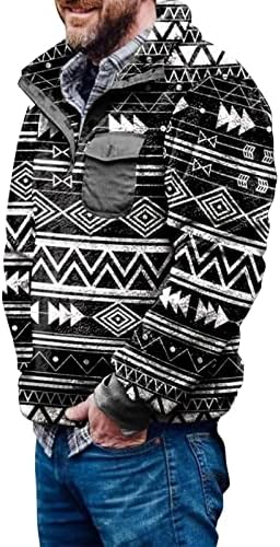 Мъжки Моден мек вълнен плат Пуловер С Джобове, Копчета, Пуловери Aztec Забавни, Пуловери с V-образно деколте