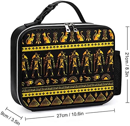Stud Етническа Безпроблемна Египетската Символика Чанта За Обяд С Подвижна Кожена Дръжка Държач За Приготвяне