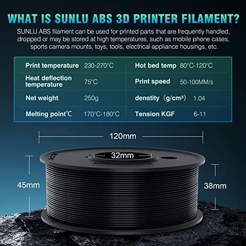 SUNLU 250 г ABS-конци 1,75 мм в комплект и конци за 3D-принтер PLA Meta Зелен цвят, точност +/- 0,02 мм, макара