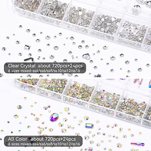 Кристали за дизайн на ноктите Смесени цветя - 3500 бр. с фиксирана облегалка, скъпоценни камъни за дизайн на