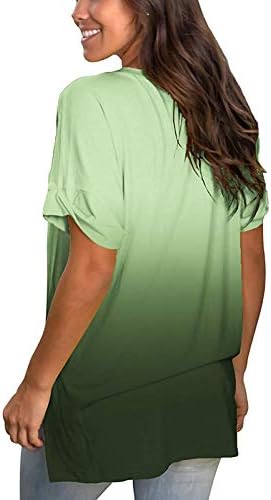 Дамски Блузи с Къс ръкав, Свободна Модна тениска с наклон, Ежедневни Дамски тениски с V-Образно деколте за Лятото